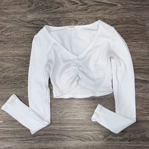 garage white long sleeve crop top